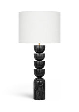 Opus - Genuine Marble, Linen Textured Fabric And Brass Table Lamp