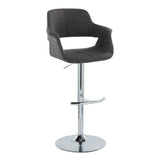 Vintage Flair - Mid-Century Modern Adjustable Swivel Barstool (Set of 2) - Charcoal Fabric