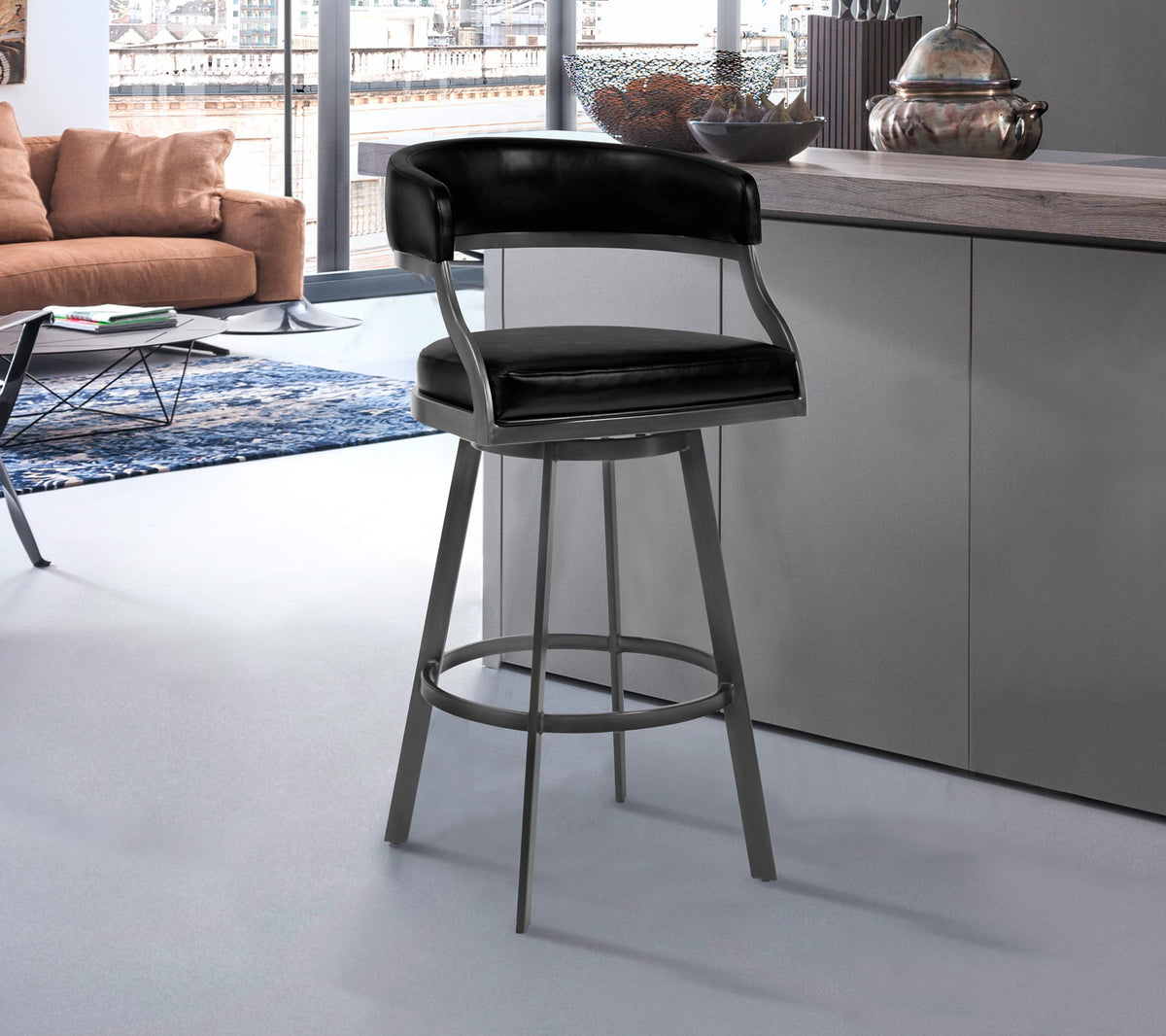 Saturn - Bar Height Bar Stool - Vintage Black