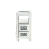 Noralie - 24" Accent Table - Clear Glass, Mirrored & Faux Diamonds