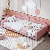 Upholstered Daybed, Sherpa Fabric Sofabed With Cloud-Shaped Backrest