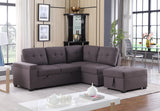 Katie - Sleeper Sectional Sofa With Storage Ottoman, Storage Arm - Brown
