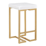 Midas - 26" Contemporary - Glam Counter Stool - Gold With White Velvet Cushion (Set of 2)