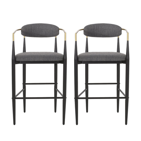 Upholstered Bar Stools With Backs For Kitchen Island (Set of 2)