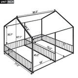 House Platform Beds, 2 Shared Beds, Metal Frame With Guardrails
