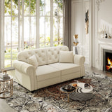 Upholstered Chesterfield Sofa With Nailhead Trim And Rolled Armrests