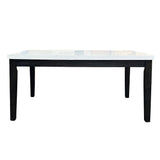 Nolan - Dining Table - White Natural Marble Top & Salvage Dark Oak