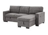 Estelle - Fabric Reversible Sleeper Sectional With Storage Chaise Drop-Down Table 2 Cup Holders And 2 USB Ports
