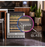 GE PWS06DSPSS 24 in. Undercounter Wine Cooler with Wood Racks, Dual Temperature Zones & 44 Bottle Capacity - Stainless Steel
