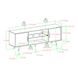 Mid-Century Modern 2 Door TV Stand With Glass Shelf