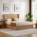 Wave Pattern Headboard Platform Bed Frame