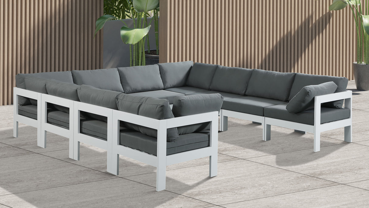 Nizuc - Outdoor Patio 10 Piece Modular Sectional With White Frame