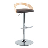 Grotto - Adjustable Barstool - Chrome Metal, Natural Wood
