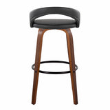 Grotto - Upholstered Fixed-Height Barstool (Set of 2) - Walnut Wood
