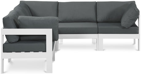 Nizuc - Outdoor Patio 5 Piece Modular Sectional With White Frame