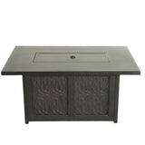 Aluminum Rectangle Fire Table With Fire Glass And Cover - Antique Bronze