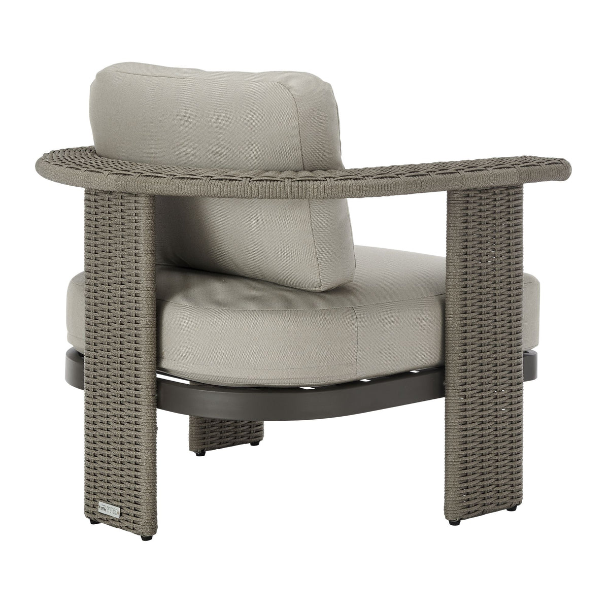 Ciela - Outdoor Club Chair With Rattan Trim Aluminum Frame And Clouded Taupe Cushions - Dark Bronze / Gray