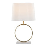 Moon - Table Lamp - White Marble, Gold Metal And White Shade