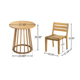 Outdoor 3 Pieces Dining Set, Round Bistro Set - Teak