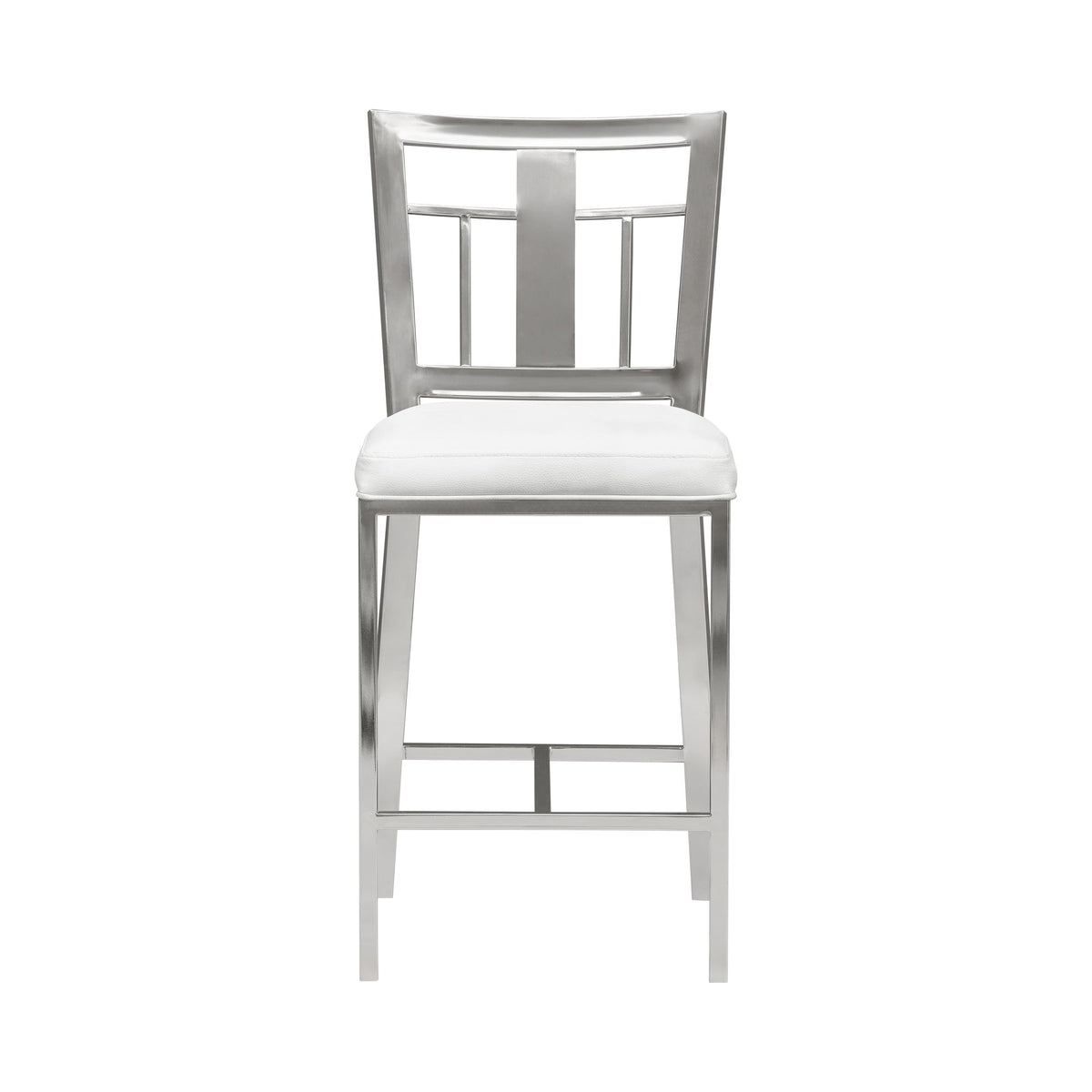 Celina - Counter Height Open Back Metal Barstool With Faux Leather Seat - White