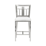 Celina - Counter Height Open Back Metal Barstool With Faux Leather Seat - White