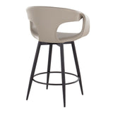 Curvo - 25" Fixed-Height Counter Stool With Swivel And Round Metal Footrest (Set of 2) - Black Metal