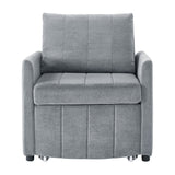Upholstered Convertible Sleeper Sofa With 5 Position Backrest, Side Pockets, Storage