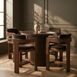 Sacha - Velvet Stool With Brown Base