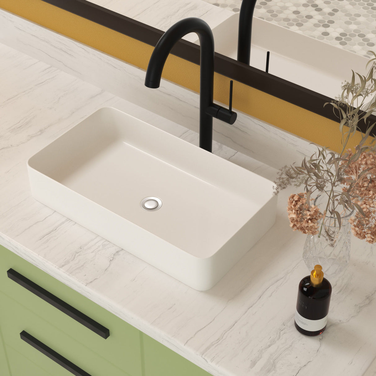 Modern Ceramic Rectangular Bathroom Vessel Sink With European Design