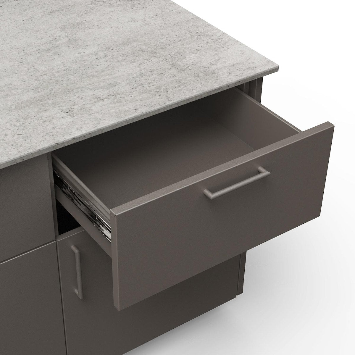 Blaze Morning Glow 10-Ft Outdoor Kitchen Island w/ 40-Inch LTE+ Propane Grill, Fridge in Gunmetal w/ Keon Countertop