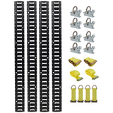 18 Pieces E Track Tie-Down Rail Kit For Trucks, Vans, And Garages With O-Ring Anchors And Ratchet Straps - Black