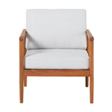 Contemporary Cushioned Eucalyptus Wood Patio Accent Chair