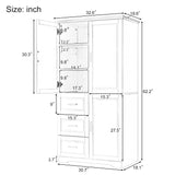 Tall Wide Storage Cabinet With Doors, 3 Drawers