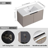 Contemporary Wall Mounted Bathroom Vanity With Resin Double Sink