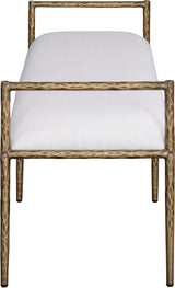 Axis - Linen Textured Cream Fabric Upholstered Bench