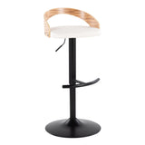 Grotto - Adjustable Barstool - Black Metal, Zebra Wood