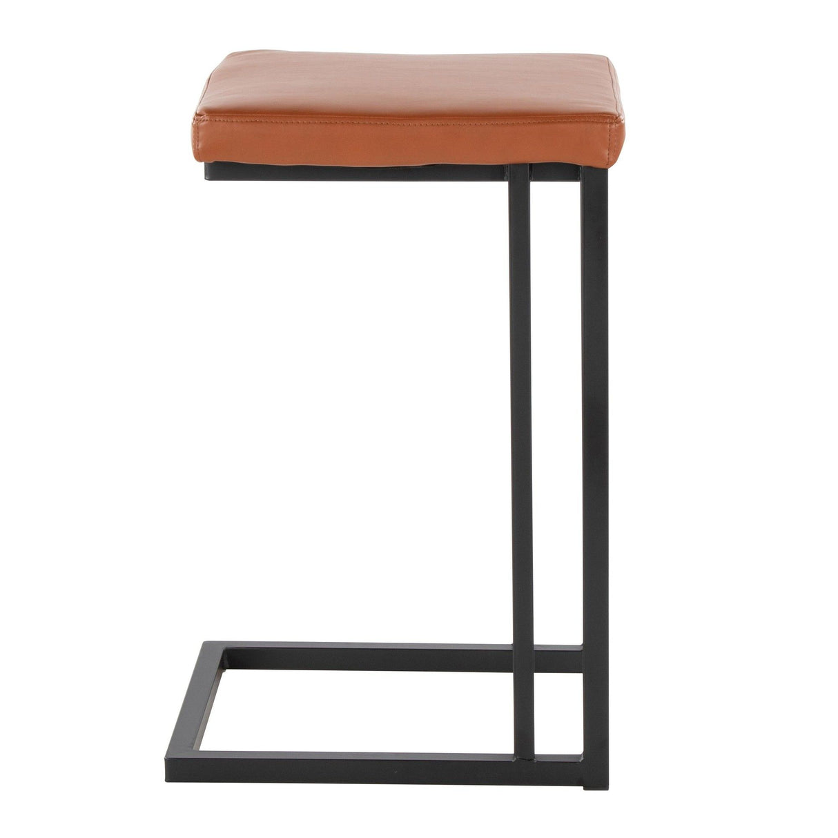 Roman - Contemporary Fixed-Height Counter Stool (Set of 2) - Black Metal And Camel Faux Leather