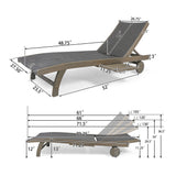 Outdoor Chaise Lounge With Pull Out Tray And Wicker Seat - Gray