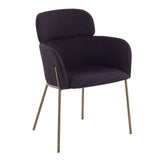 Milan - Contemporary Chair (Set of 2) - Antique Brass Metal And Purple Noise Fabric