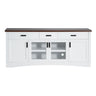TV Console Stand, Glass Doors & Storage Drawers, Adjustable Shelves