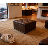 Tufted Storage Ottoman - Dark Brown