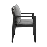 Cayman - Outdoor Patio Dining Chairs With Arms In Aluminum With Gray Cushions - (Set Of 2)