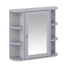 Bathroom Wall Storage Cabinet With Mirror And Adjustable Shelf, 6 Open Shelves