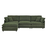 L-Shaped Sectional Sofa With Ottoman, Convertible 4 Seater Couch