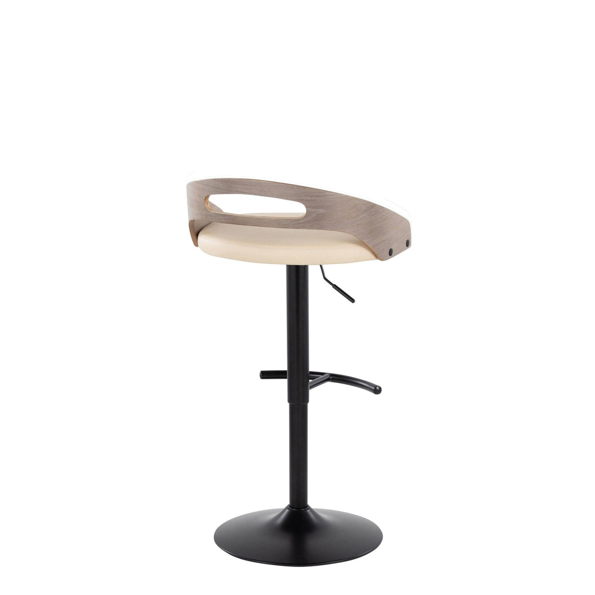 Cassis - Adjustable Swivel Barstool (Set of 2) - Black Metal Frame And Light Gray Wood