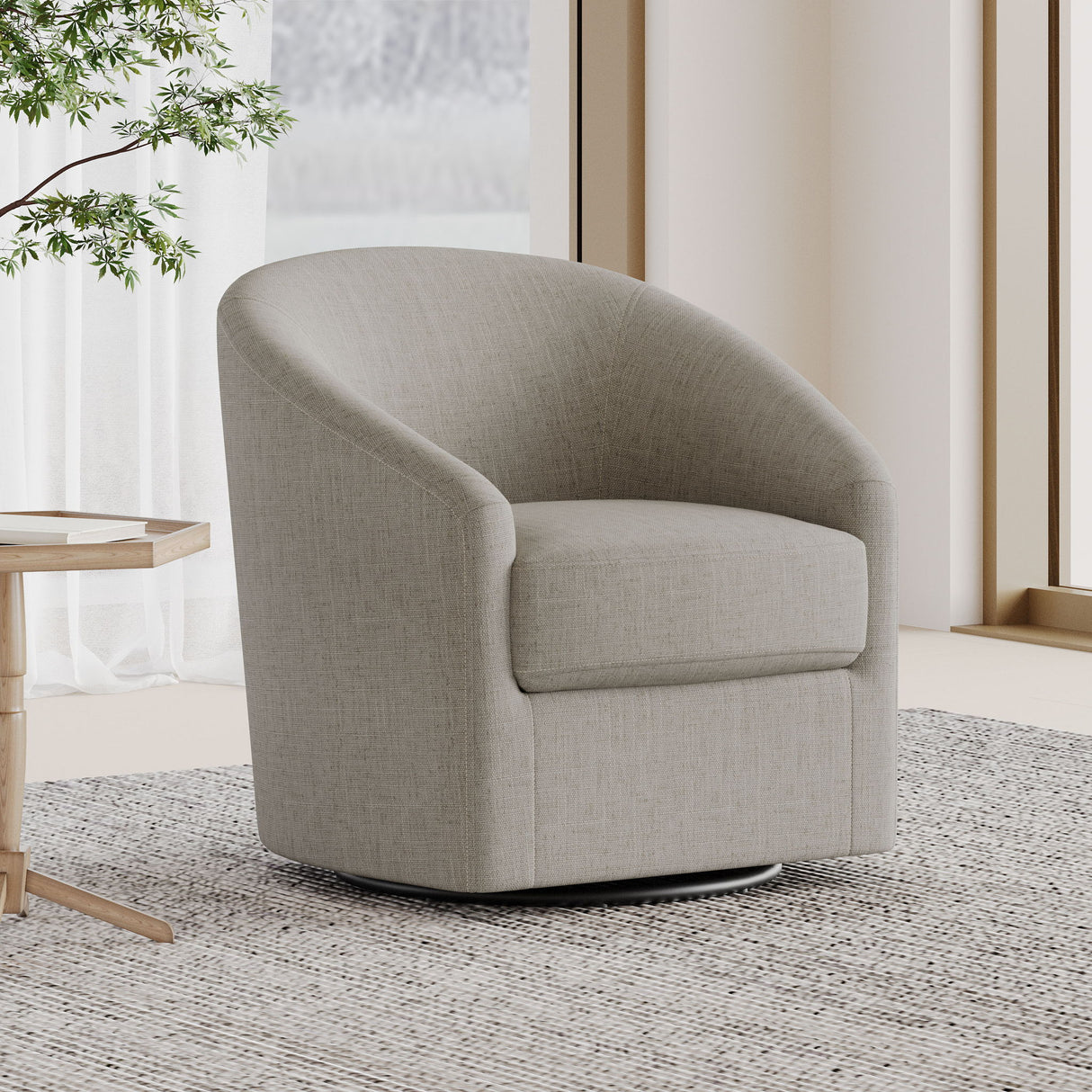 Contemporary Swivel Glider Chair With 360 Degree Rotation
