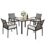 5 Piece Patio Dining Table Set, Acacia Wood Table Top With Umbrella Hole