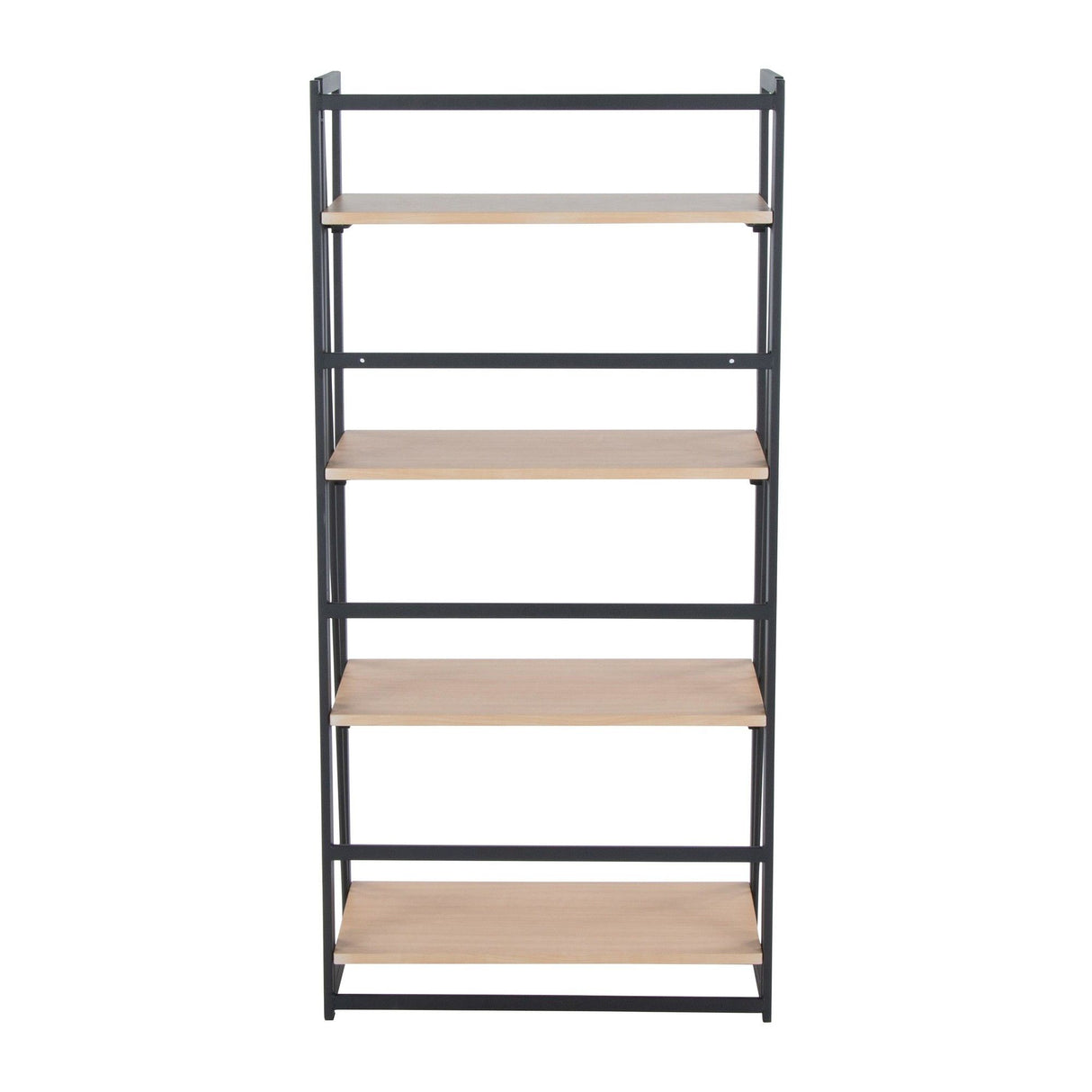 Dakota - Contemporary Bookcase - Black Painted Metal And Natural Wood