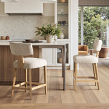 Penny - Round Arched Upholstered Counter Stool (Set of 2) - Travertine Beige