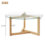 Round Glass Coffee Table Modern Cocktail Table